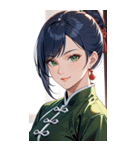 笑顔な青髪カンフー女0（個別スタンプ：1）