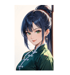 笑顔な青髪カンフー女0（個別スタンプ：4）