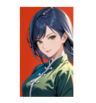 笑顔な青髪カンフー女0（個別スタンプ：12）