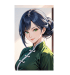 笑顔な青髪カンフー女0（個別スタンプ：16）