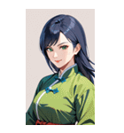 笑顔な青髪カンフー女0（個別スタンプ：32）