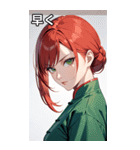 真剣な赤髪カンフー女（個別スタンプ：38）