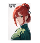 真剣な赤髪カンフー女（個別スタンプ：39）