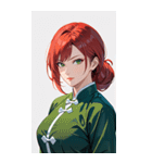 真剣な赤髪カンフー女0（個別スタンプ：32）