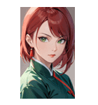 真剣な赤髪カンフー女0（個別スタンプ：37）