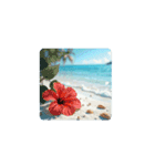 夏の海と花と月と.シンプル.healing stamp（個別スタンプ：4）