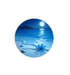 夏の海と花と月と.シンプル.healing stamp（個別スタンプ：16）
