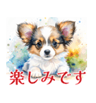 水彩感じるパピヨンスタンプ（個別スタンプ：14）