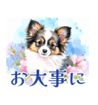 水彩感じるパピヨンスタンプ（個別スタンプ：21）