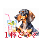 水彩感じるダックスフントスタンプ（個別スタンプ：6）