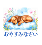 水彩感じるダックスフントスタンプ（個別スタンプ：7）