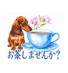 水彩感じるダックスフントスタンプ（個別スタンプ：17）