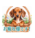 水彩感じるダックスフントスタンプ（個別スタンプ：21）