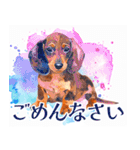 水彩感じるダックスフントスタンプ（個別スタンプ：25）
