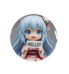 プラカード水色精霊みなみちゃん（個別スタンプ：1）