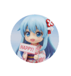 プラカード水色精霊みなみちゃん（個別スタンプ：3）