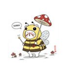 きのことシロクマの挨拶スタンプ（個別スタンプ：3）