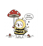 きのことシロクマの挨拶スタンプ（個別スタンプ：4）