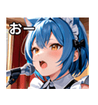 猫耳の青髪 ＆ 歌う表情（個別スタンプ：6）