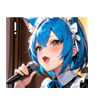 猫耳の青髪 ＆ 歌う表情（個別スタンプ：14）