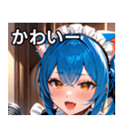 猫耳の青髪 ＆ 歌う表情（個別スタンプ：16）