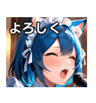 猫耳の青髪 ＆ 歌う表情（個別スタンプ：21）