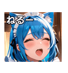 猫耳の青髪 ＆ 歌う表情（個別スタンプ：26）