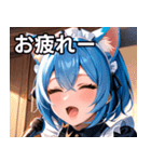 猫耳の青髪 ＆ 歌う表情（個別スタンプ：27）