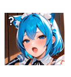 猫耳の青髪 ＆ 歌う表情（個別スタンプ：30）