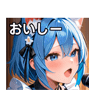 猫耳の青髪 ＆ 歌う表情（個別スタンプ：31）
