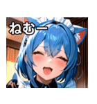 猫耳の青髪 ＆ 歌う表情（個別スタンプ：33）