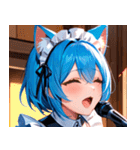 猫耳の青髪 ＆ 歌う表情0（個別スタンプ：1）