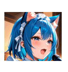 猫耳の青髪 ＆ 歌う表情0（個別スタンプ：4）