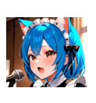 猫耳の青髪 ＆ 歌う表情0（個別スタンプ：7）