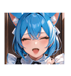 猫耳の青髪 ＆ 歌う表情0（個別スタンプ：8）