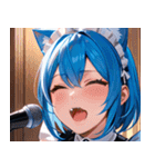猫耳の青髪 ＆ 歌う表情0（個別スタンプ：9）