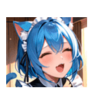 猫耳の青髪 ＆ 歌う表情0（個別スタンプ：10）