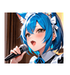 猫耳の青髪 ＆ 歌う表情0（個別スタンプ：14）