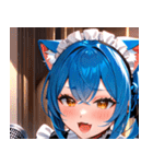 猫耳の青髪 ＆ 歌う表情0（個別スタンプ：16）