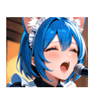 猫耳の青髪 ＆ 歌う表情0（個別スタンプ：20）