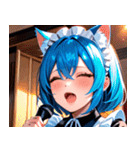 猫耳の青髪 ＆ 歌う表情0（個別スタンプ：22）