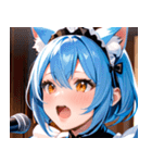 猫耳の青髪 ＆ 歌う表情0（個別スタンプ：24）