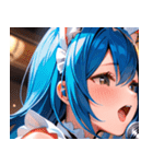 猫耳の青髪 ＆ 歌う表情0（個別スタンプ：32）