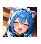猫耳の青髪 ＆ 歌う表情0（個別スタンプ：33）