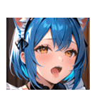 猫耳の青髪 ＆ 歌う表情0（個別スタンプ：35）