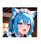 猫耳の青髪 ＆ 歌う表情0（個別スタンプ：36）