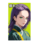 真剣な紫髪カンフー女（個別スタンプ：23）