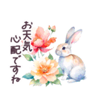 水彩フランス 夏 敬語✿大人上品お花（個別スタンプ：14）