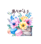 水彩フランス 夏 敬語✿大人上品お花（個別スタンプ：21）