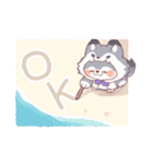 【夏】オオカミ！パーカー動物（個別スタンプ：2）